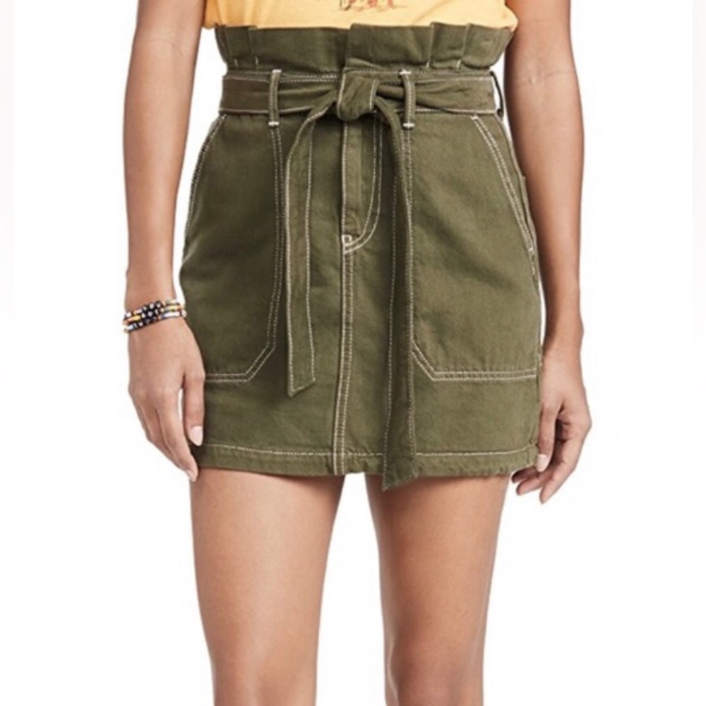 Free People Paper Bag Army green skirt NWT size 2
